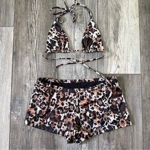 Leopard Print Bikini with Shorts
